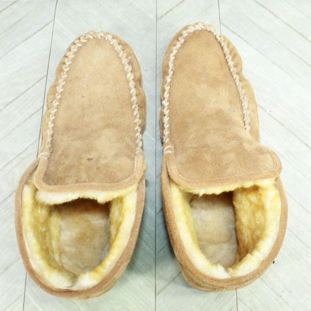 LL Bean Brown Suede Wicked Good Shearling Lined Slipper Ankle Boots Size 12 Wide - Picture 7 of 9